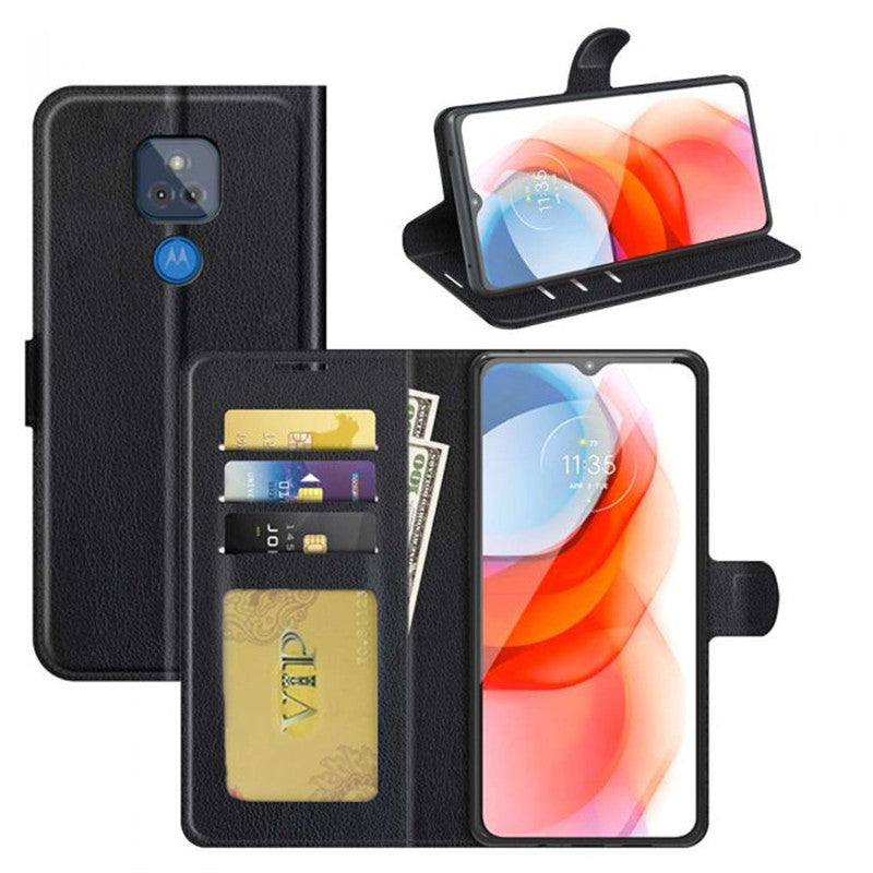 Leather Folio Wallet Case for Motorola Moto G Play (2021)