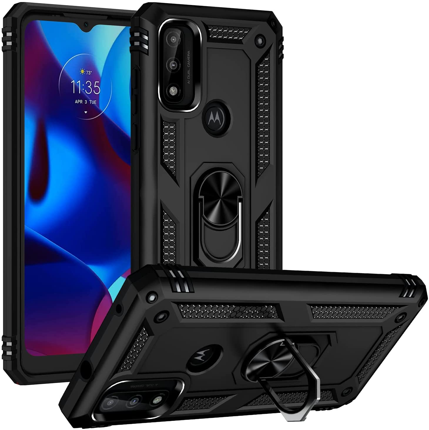 Coque hybride avec anneau pour Motorola Moto G Pure (2021) / G Power (2022) / G Play (2023)