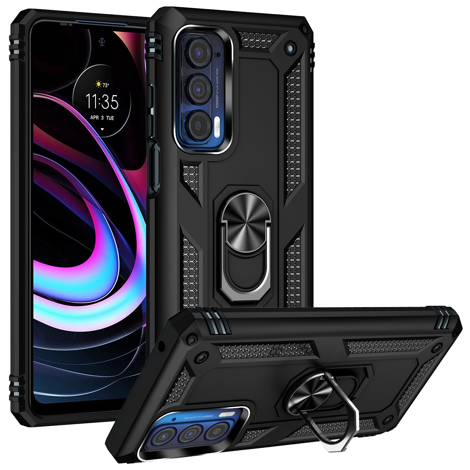 Étui à anneau hybride pour Motorola Moto Edge (2021)