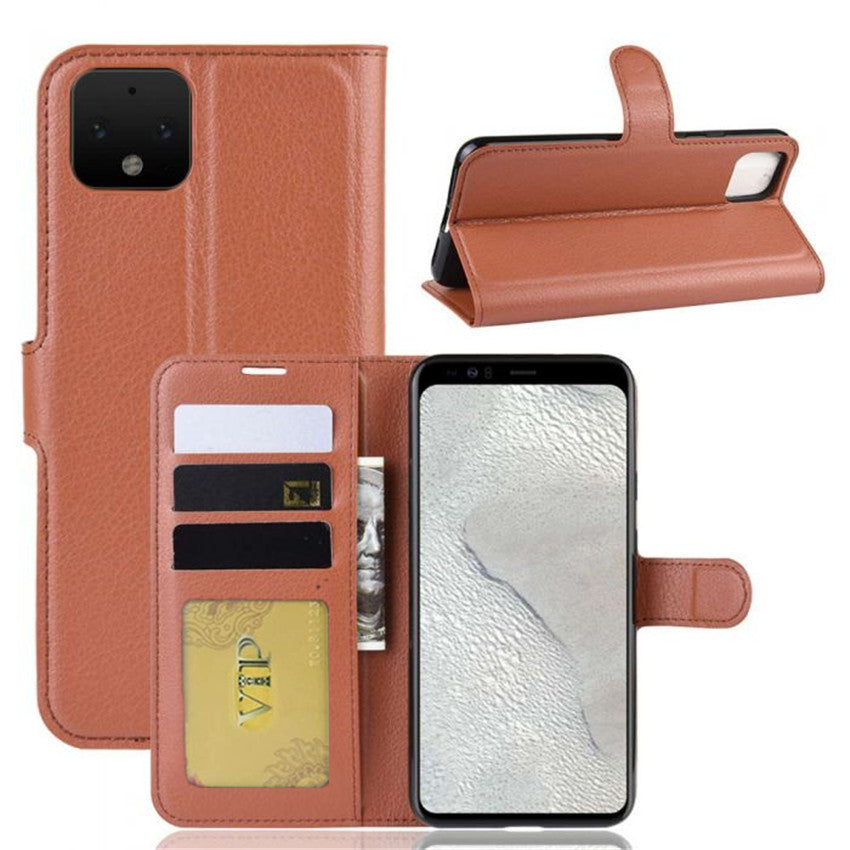 Leather Folio Wallet Case for Google Pixel 4