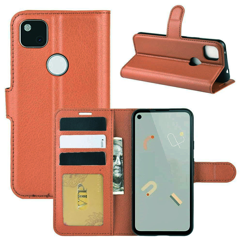 Leather Folio Wallet Case for Google Pixel 4a 4G