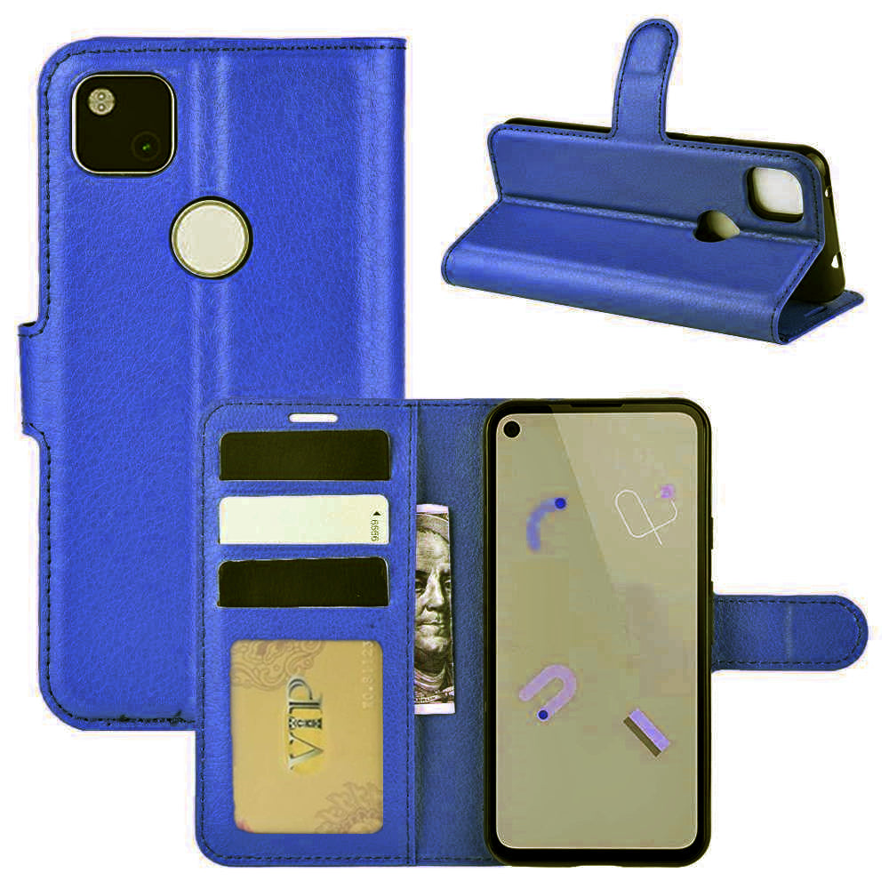 Leather Folio Wallet Case for Google Pixel 4a 4G