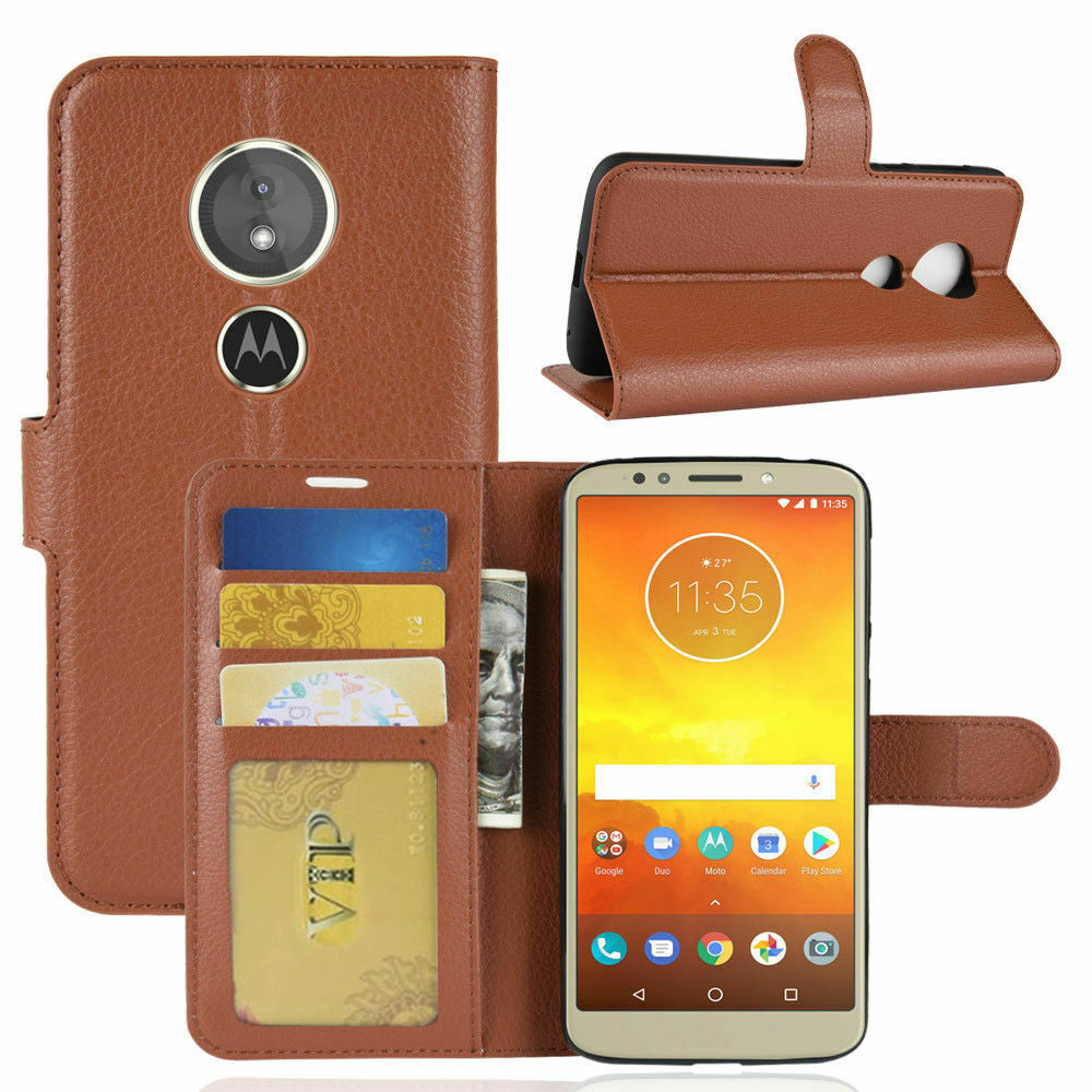 Leather Folio Wallet Case for Motorola Moto G6 Play