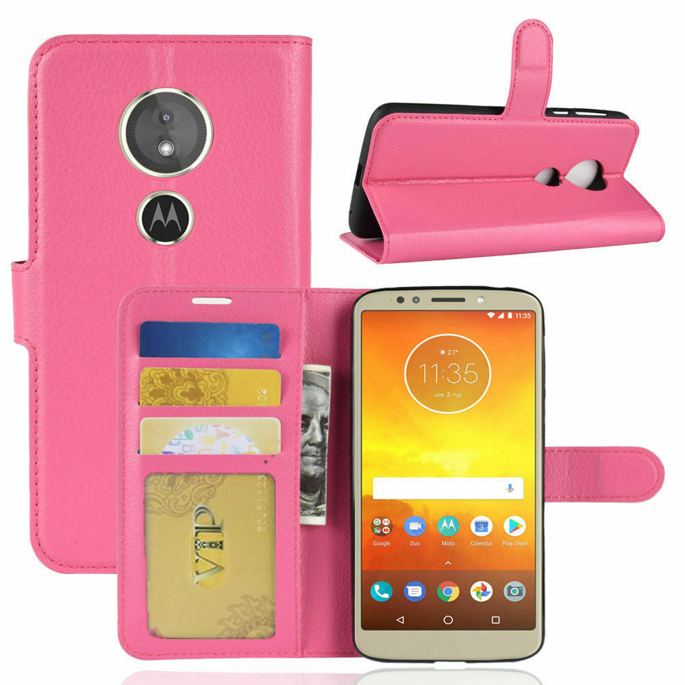 Leather Folio Wallet Case for Motorola Moto G6 Play