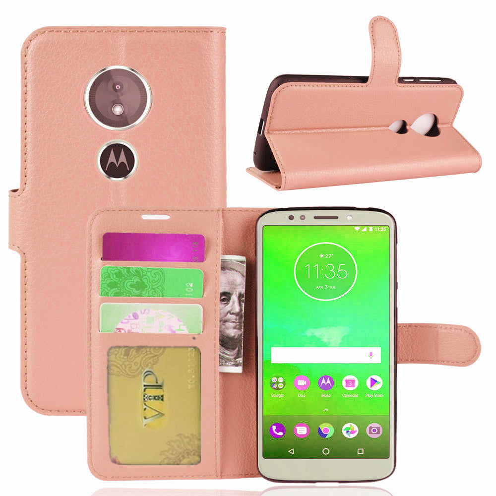 Leather Folio Wallet Case for Motorola Moto G6 Play