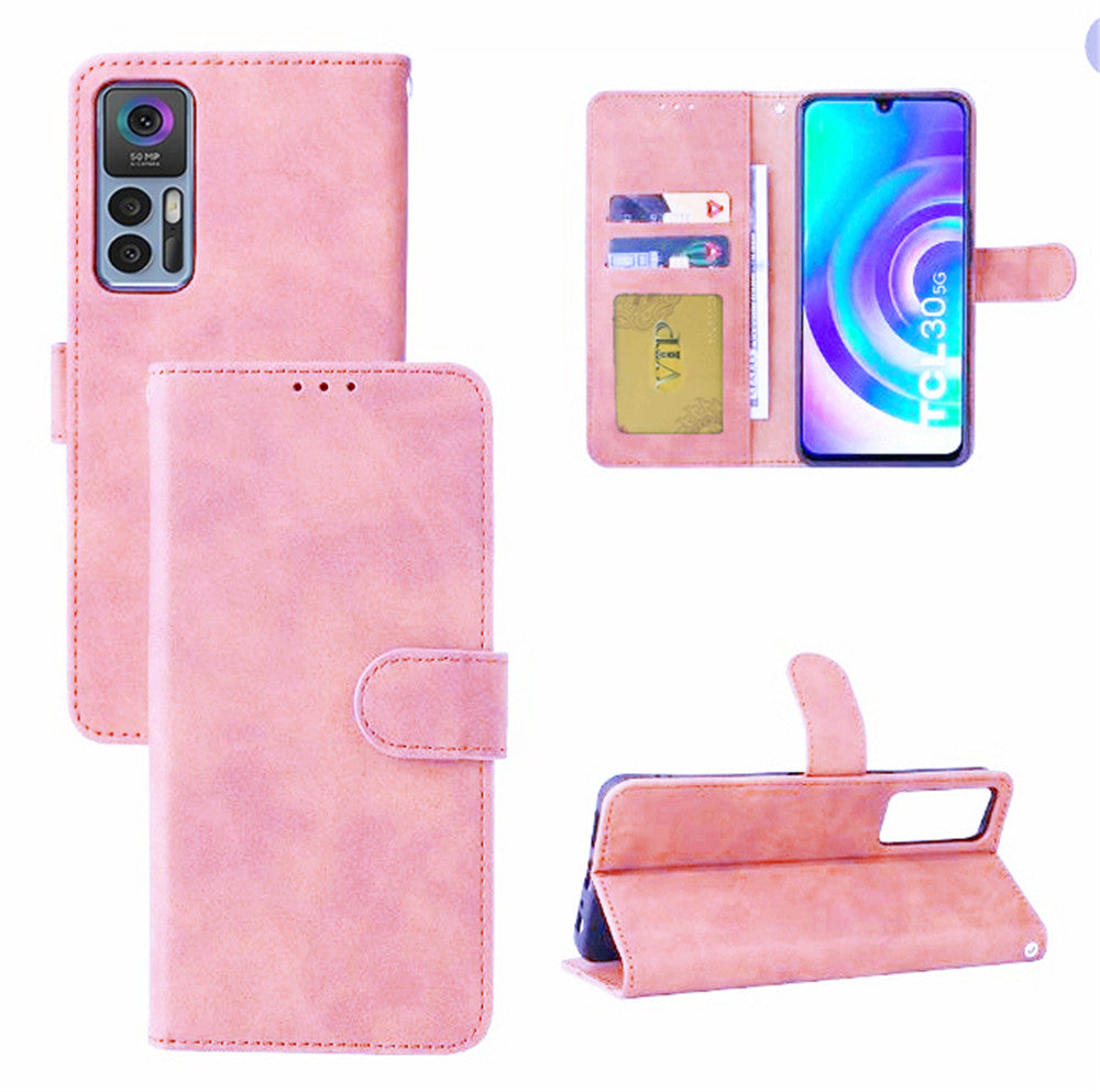 Étui portefeuille Folio en cuir pour TCL 30 5G