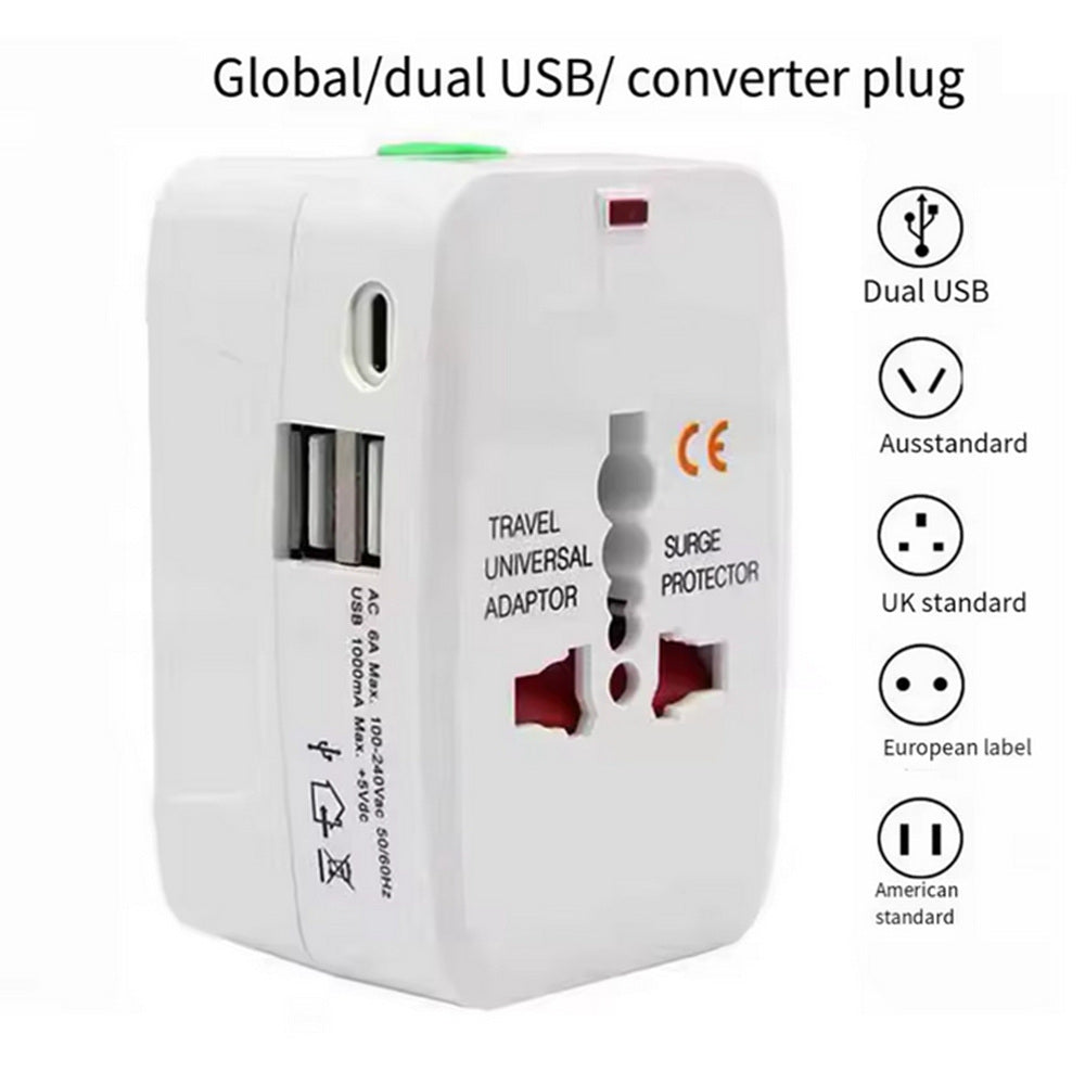 Adaptateur secteur de voyage universel avec chargeur mural (prise AU, US, UK, UE)