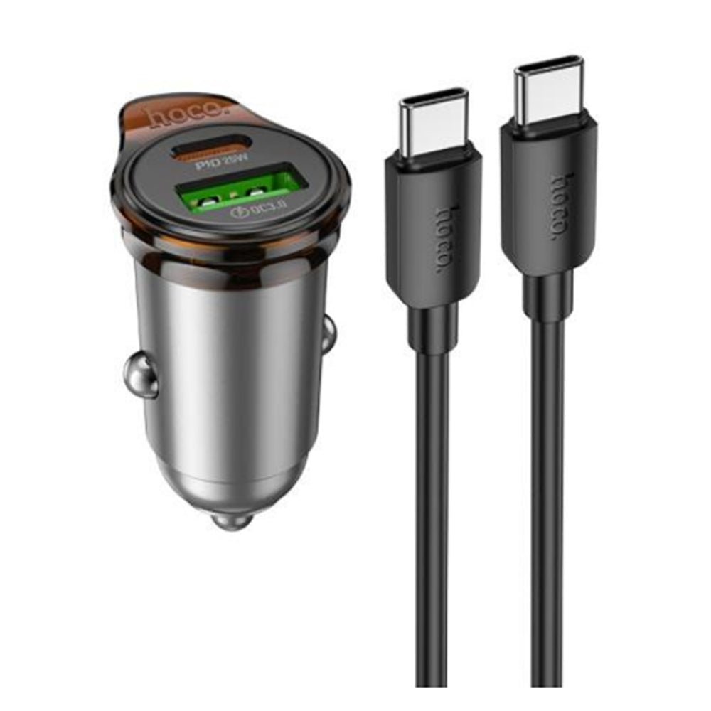 (25 W) USB-C et QC3.0 USB-A double ports chargeur de voiture à charge rapide adaptateur Bluetooth musique FM radio émetteur