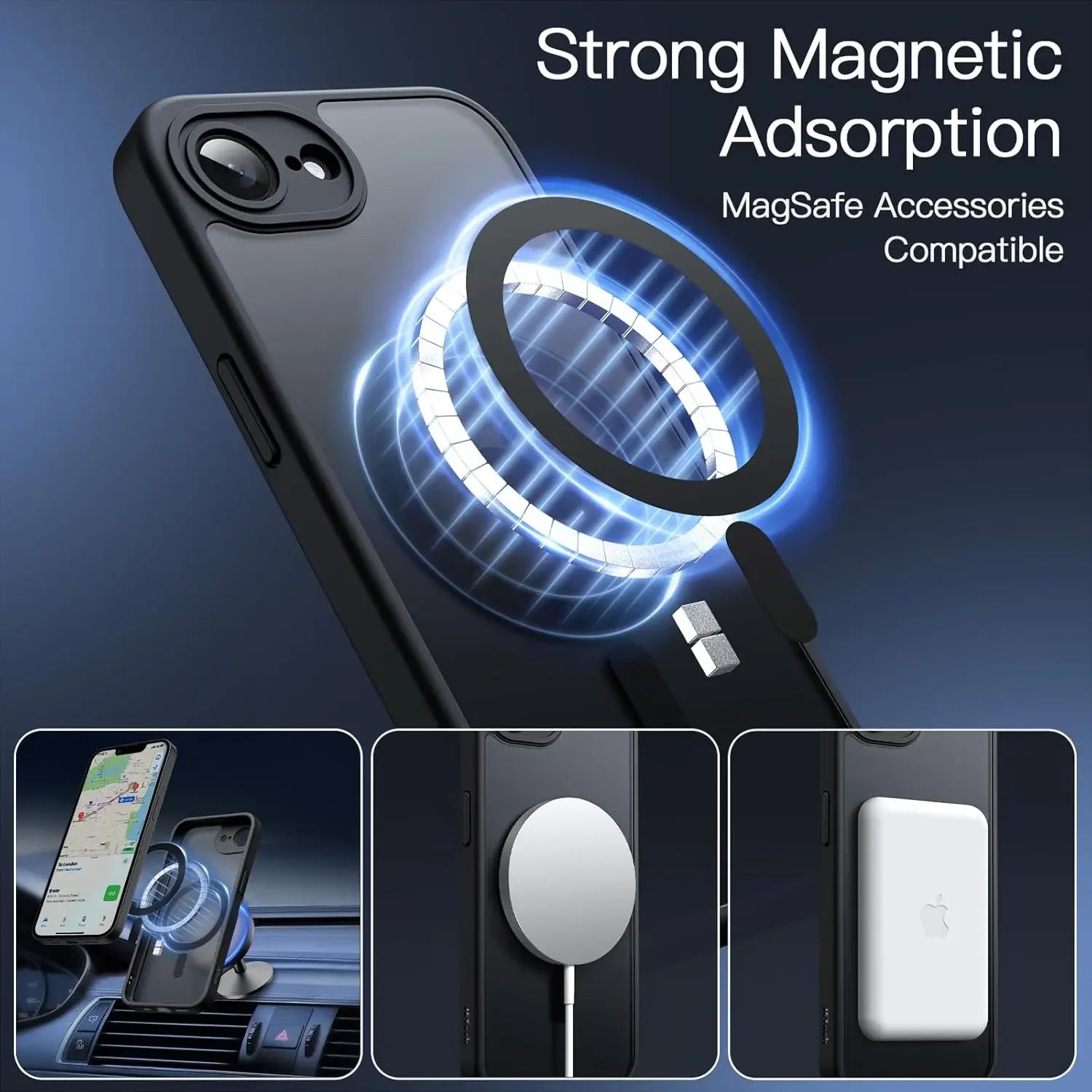 Coque hybride magnétique mate MagSafe pour iPhone 16e