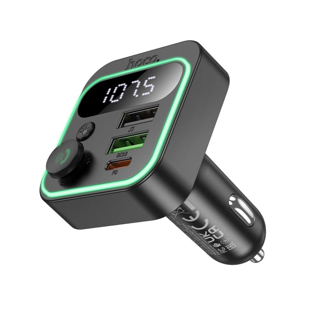 (38 W) Adaptateur de chargeur de voiture à charge rapide à trois ports USB-C et QC3.0 USB-A Transmetteur radio FM Bluetooth