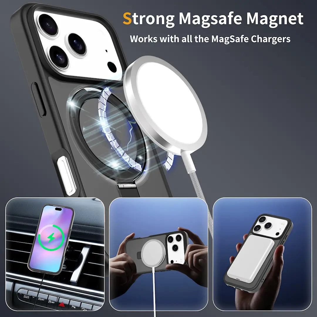 Magnetic MagSafe Case with Ring Kickstand for iPhone 17 Pro