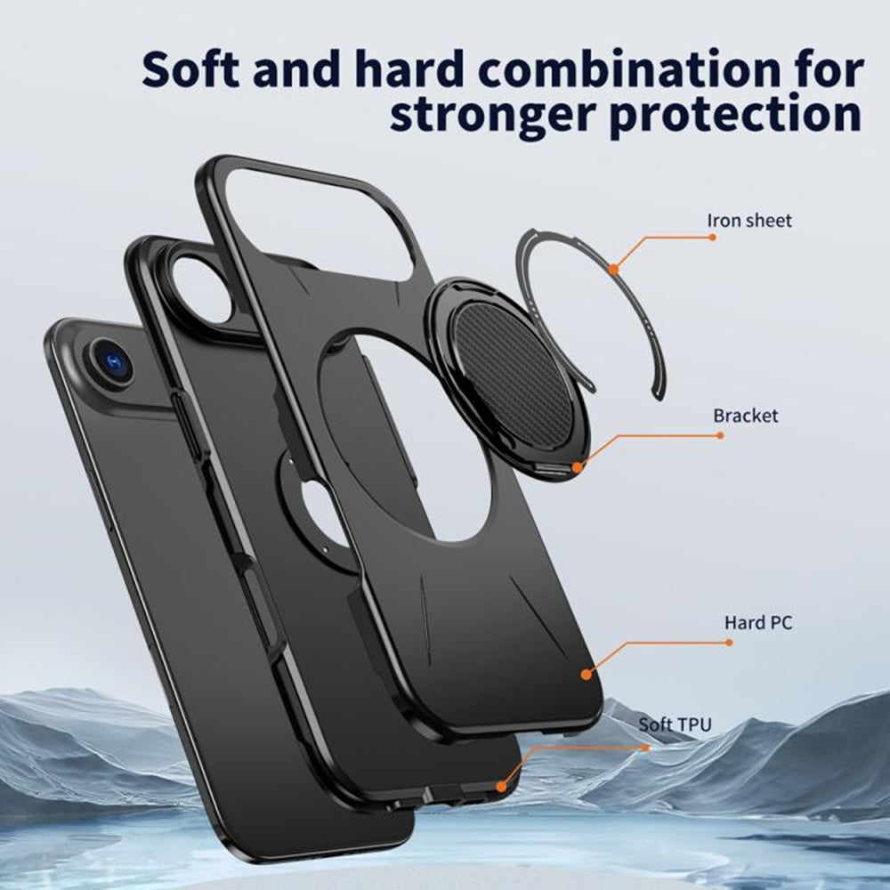 Magnetic MagSafe Ring Case with Rotating Kickstand for iPhone 17 Air