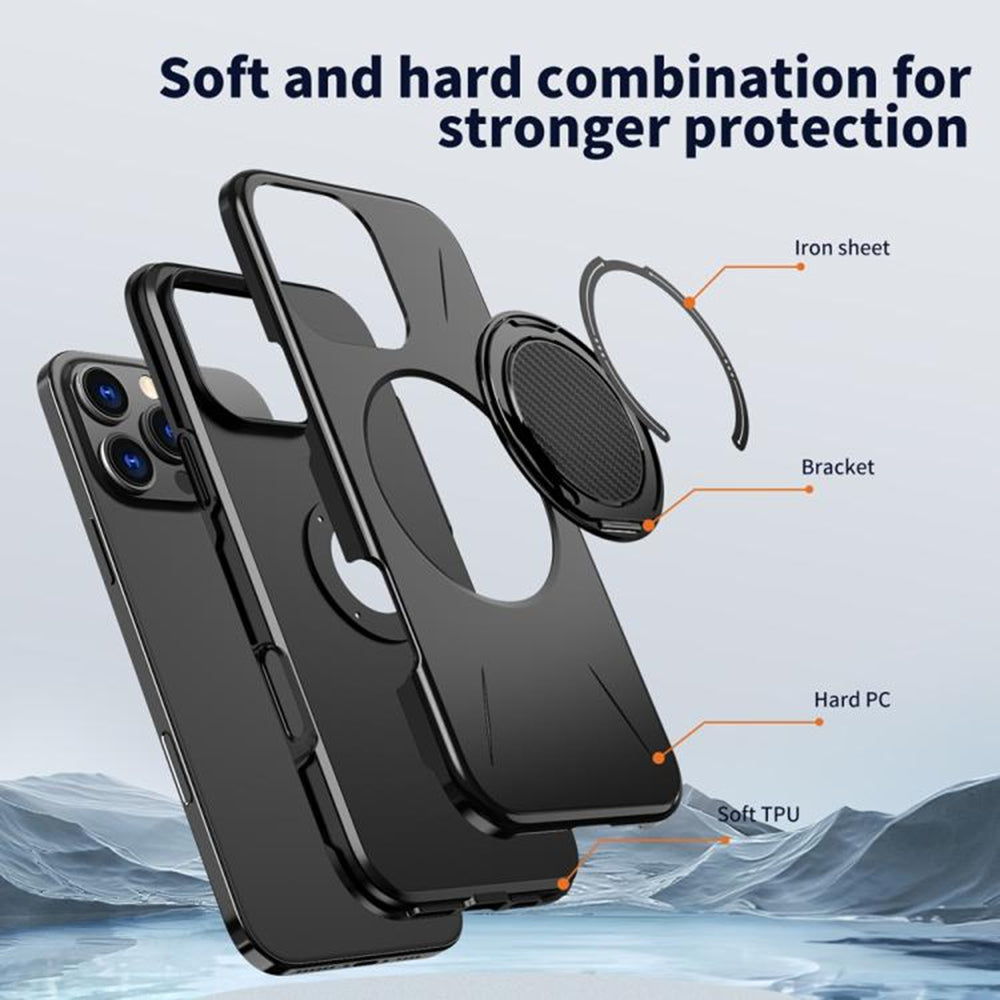 Magnetic MagSafe Ring Case with Rotating Kickstand for iPhone 11 / XR