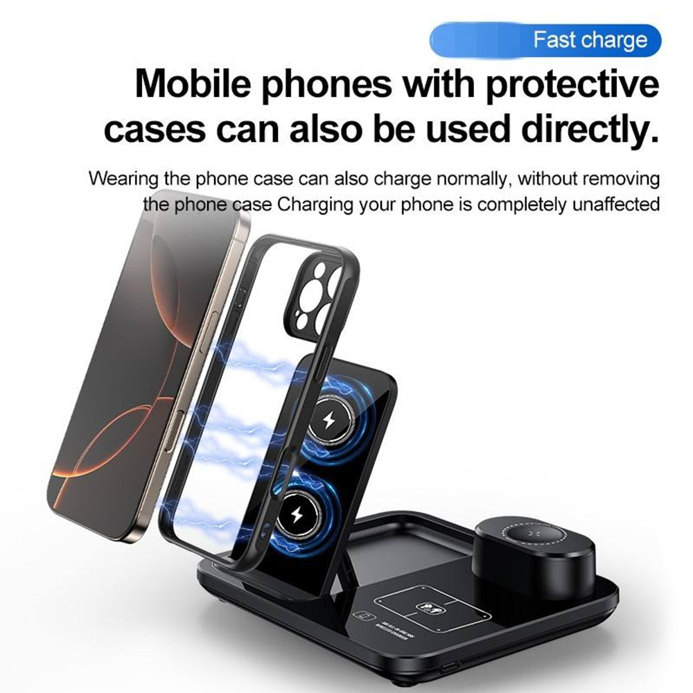 3 in 1 Foldable Magnetic Wireless Charger Stand Dock Station