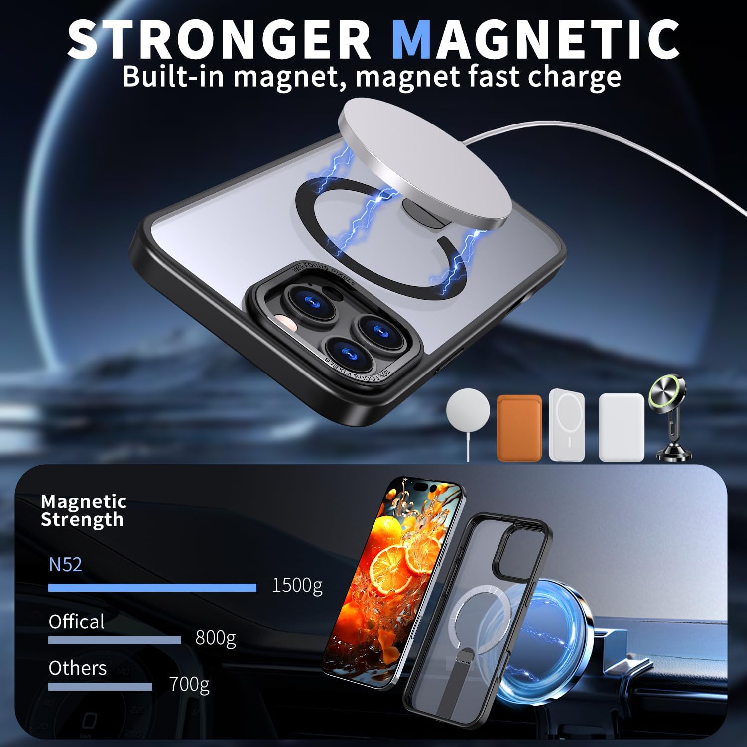Magnetic MagSafe Case with Kickstand for iPhone 16 Pro