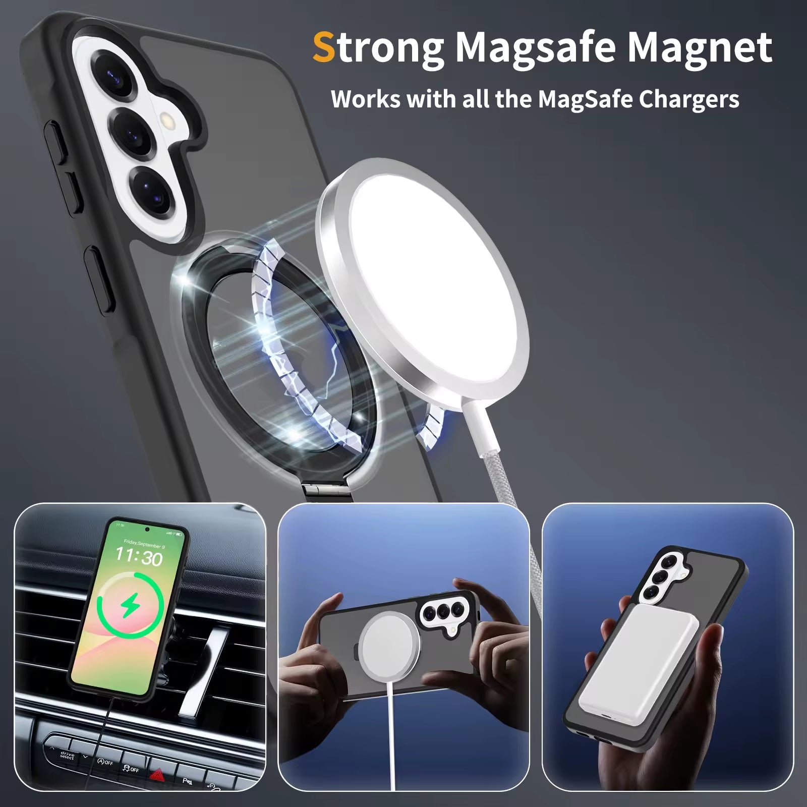 Magnetic MagSafe Case with Ring Kickstand for Samsung Galaxy A16