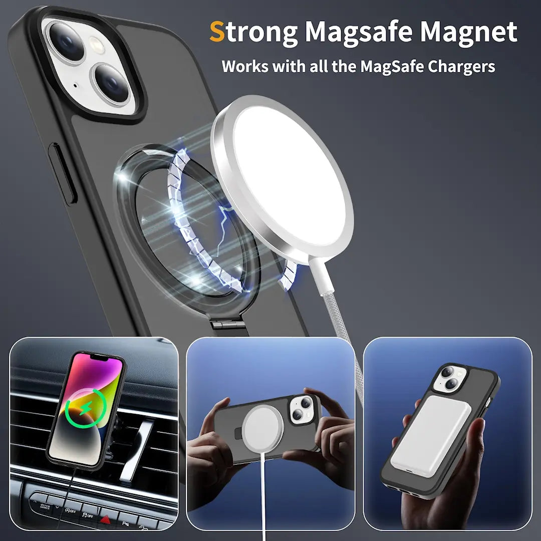 Magnetic MagSafe Case with Ring Kickstand for iPhone 13 / 14 / 15