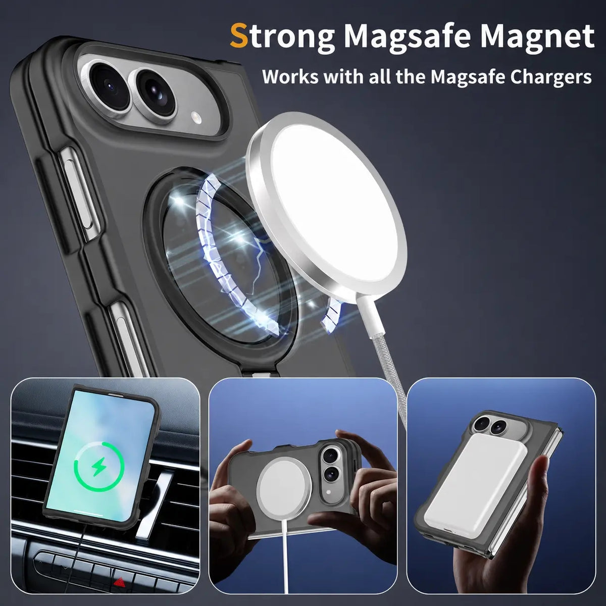 Magnetic MagSafe Case with Ring Kickstand for iPhone Duo