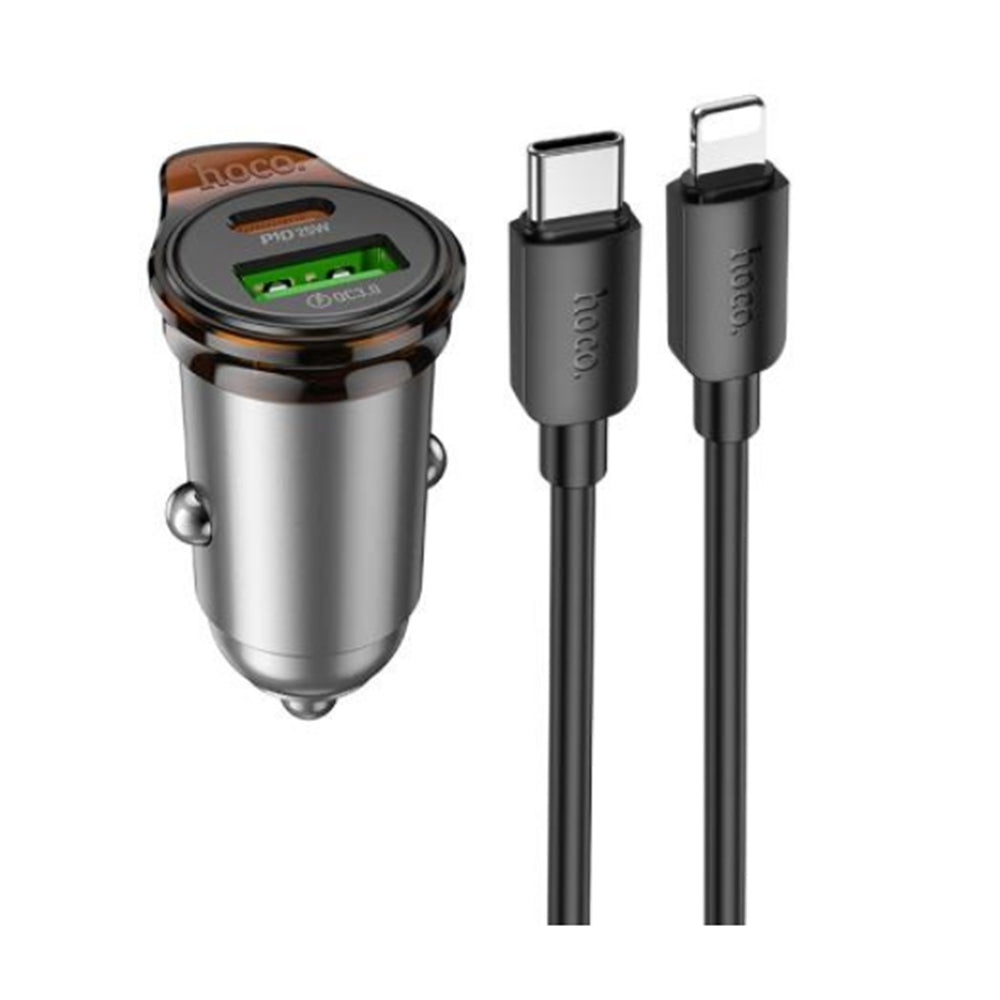 (25 W) USB-C et QC3.0 USB-A double ports chargeur de voiture à charge rapide adaptateur Bluetooth musique FM radio émetteur
