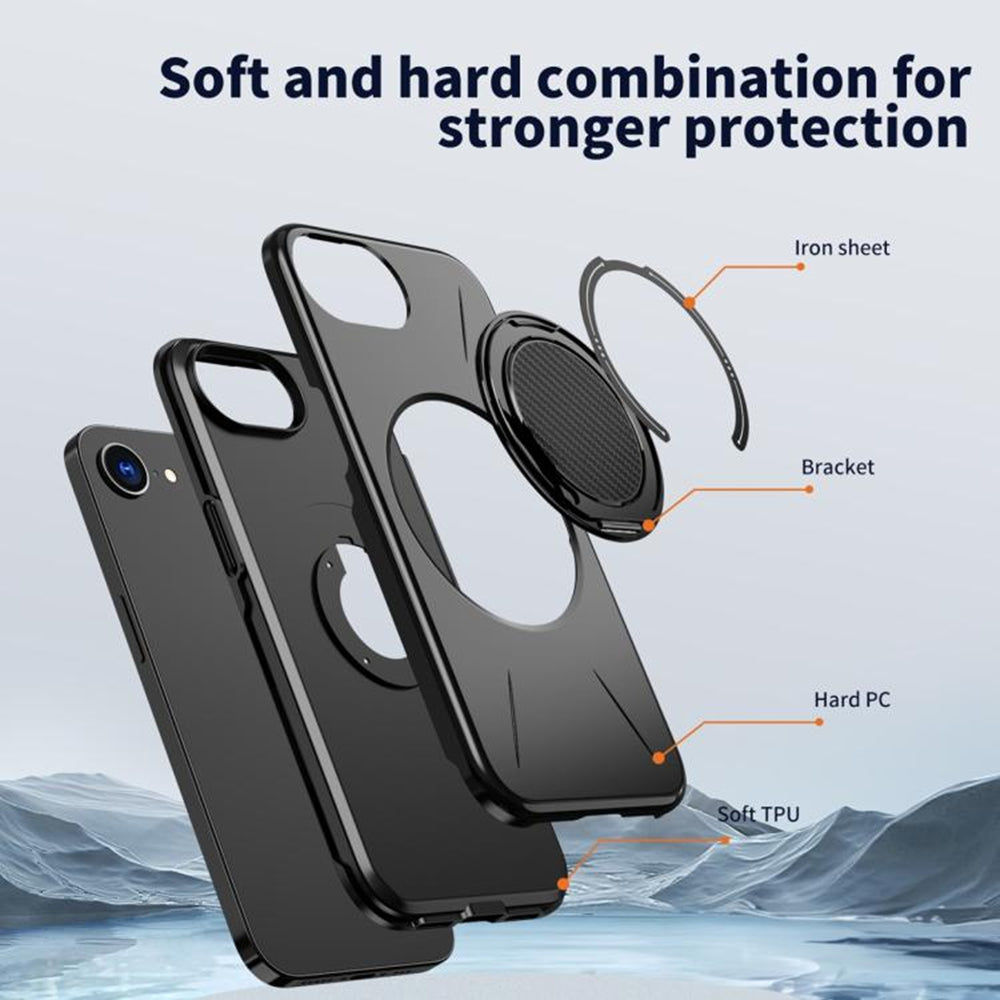 Magnetic MagSafe Ring Case with Rotating Kickstand for iPhone 17e / 16e
