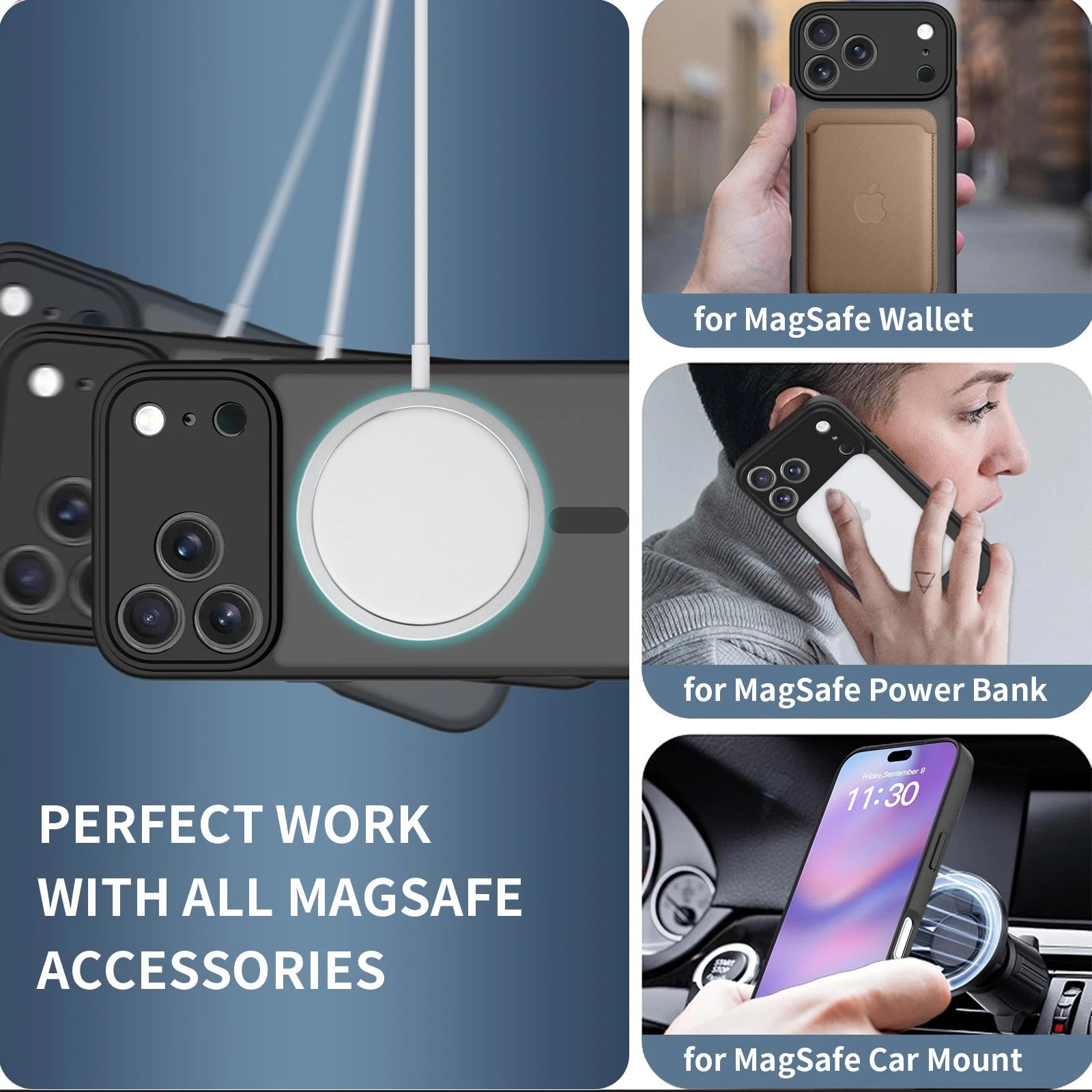 Coque hybride magnétique mate MagSafe pour iPhone 17 Pro Max