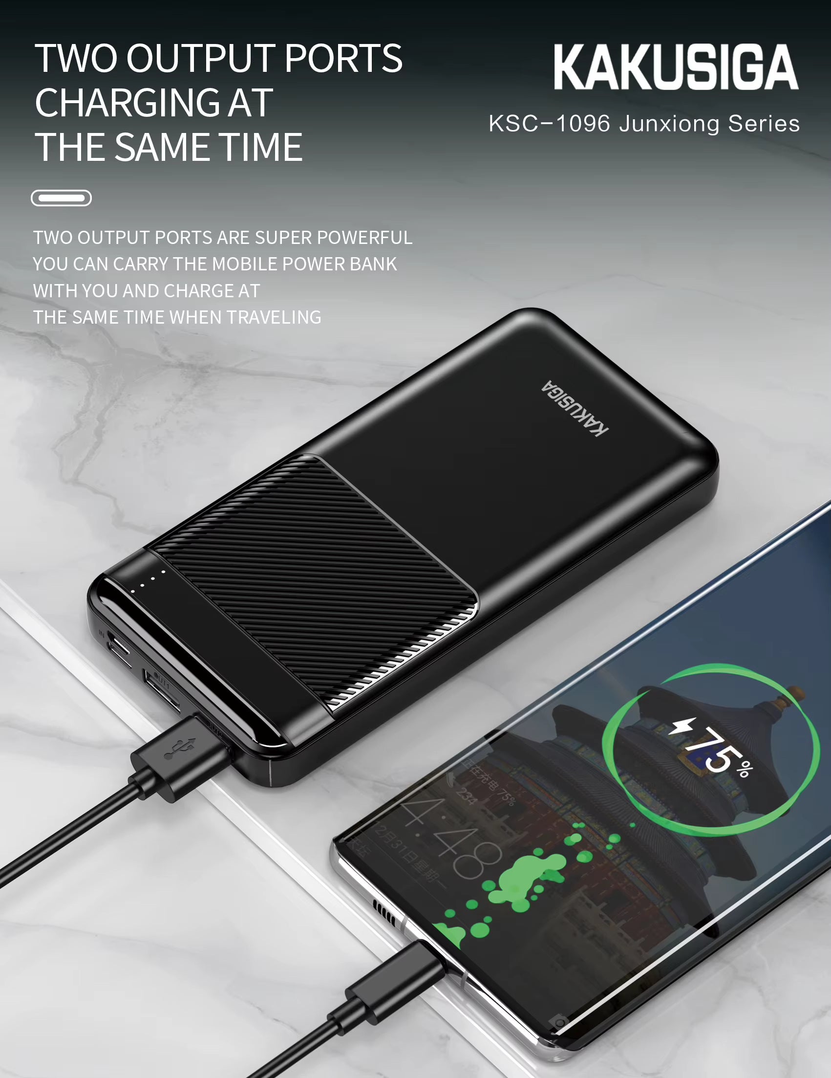 (10000mAh) Micro USB USB-C Battery Pack Charger Portable Power Bank