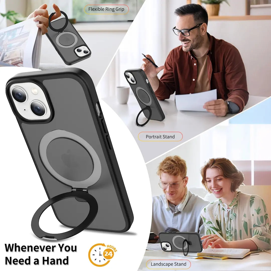 Magnetic MagSafe Case with Ring Kickstand for iPhone 13 / 14 / 15