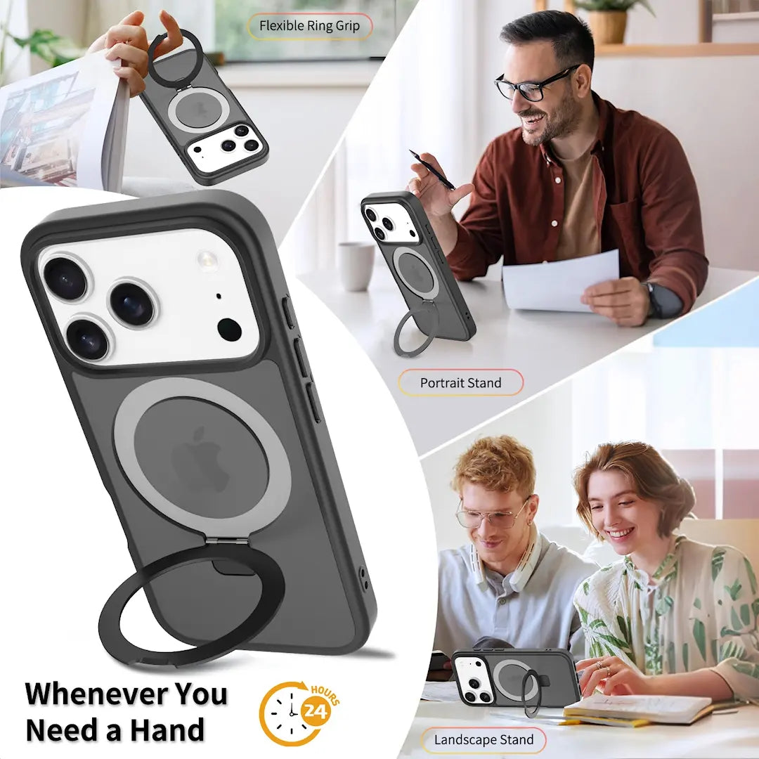 Magnetic MagSafe Case with Ring Kickstand for iPhone 17 Pro
