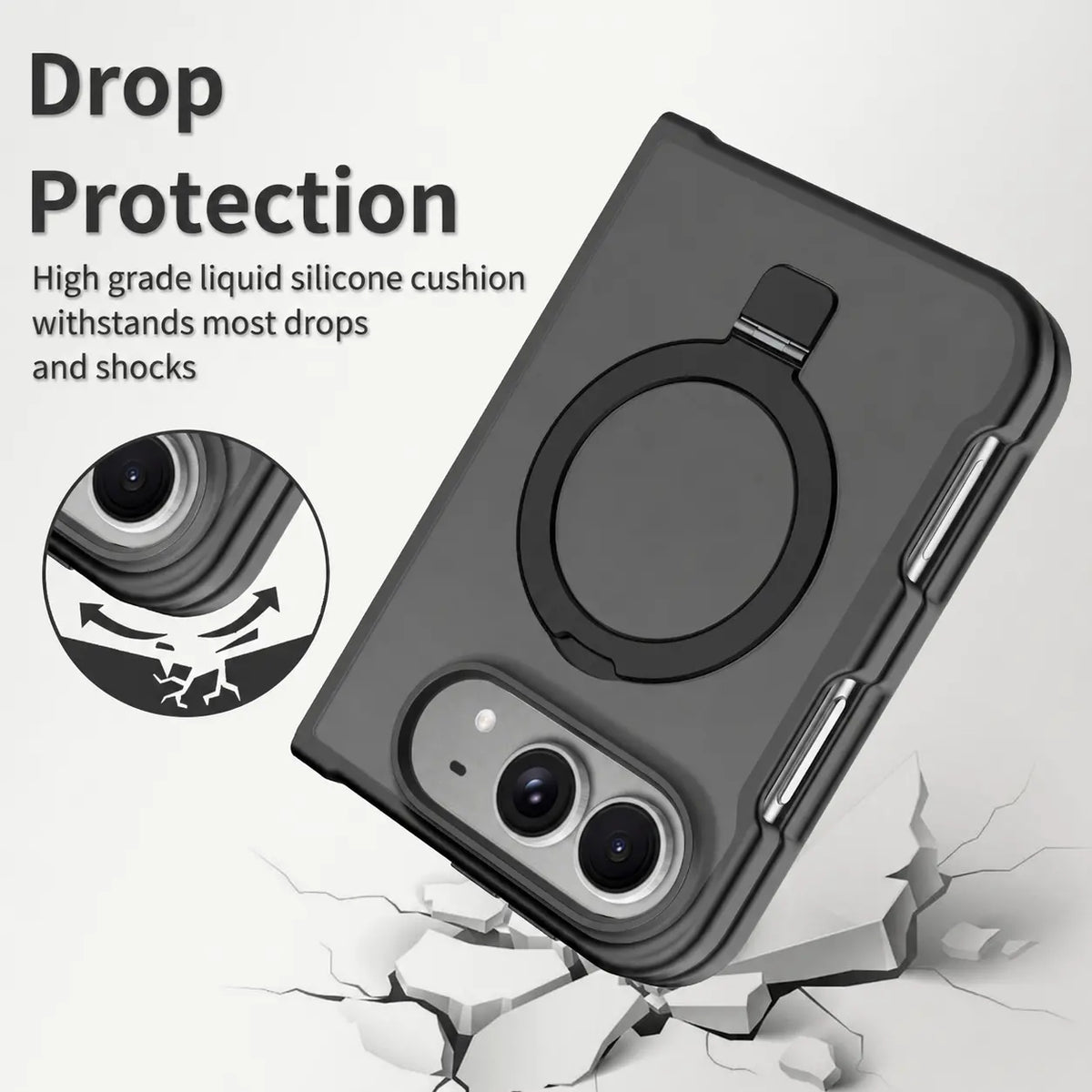 Magnetic MagSafe Case with Ring Kickstand for iPhone Duo