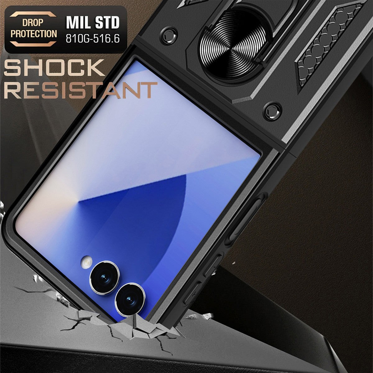 Coque hybride à anneau pour Samsung Galaxy Z Flip 7
