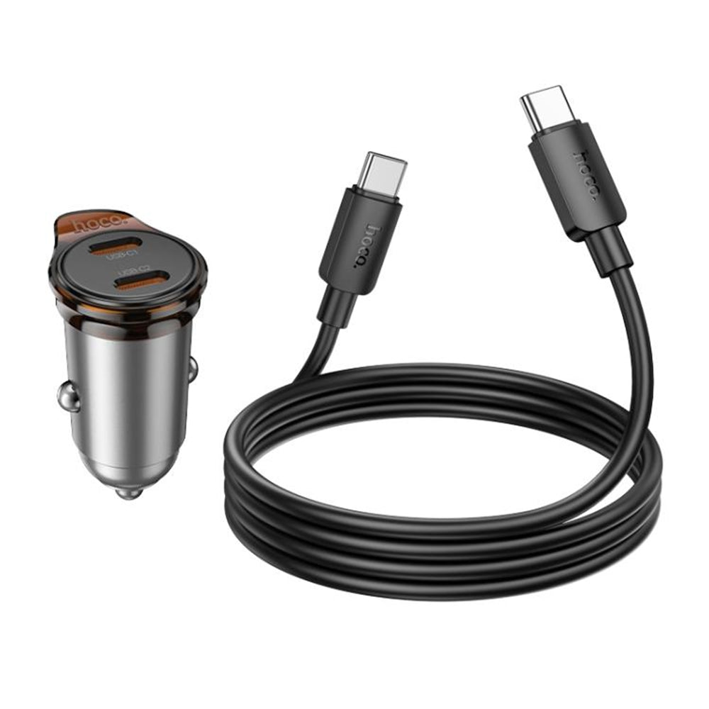 (45 W) Adaptateur de chargeur de voiture à charge rapide à deux ports USB-C Transmetteur radio FM Bluetooth