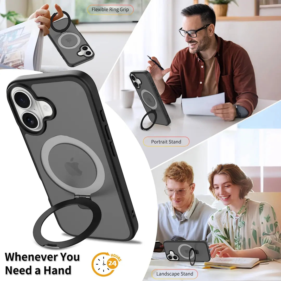 Magnetic MagSafe Case with Ring Kickstand for iPhone 16