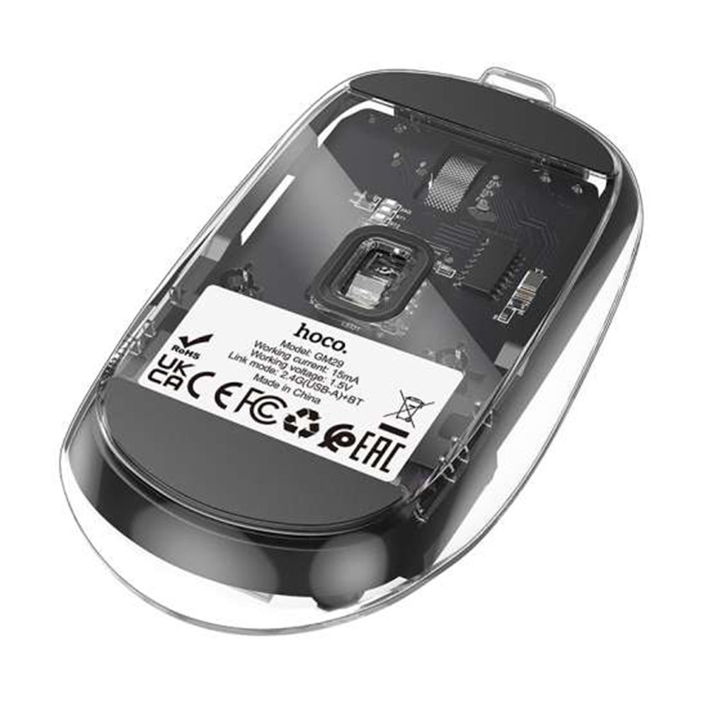 Transparent Dual Mode Silent Bluetooth Wireless Mouse