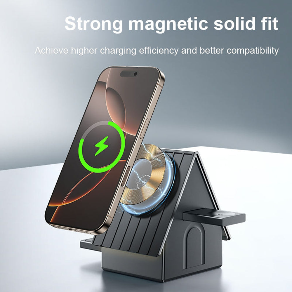 3 in 1 Magnetic MagSafe Wireless Charger Stand Dock Station
