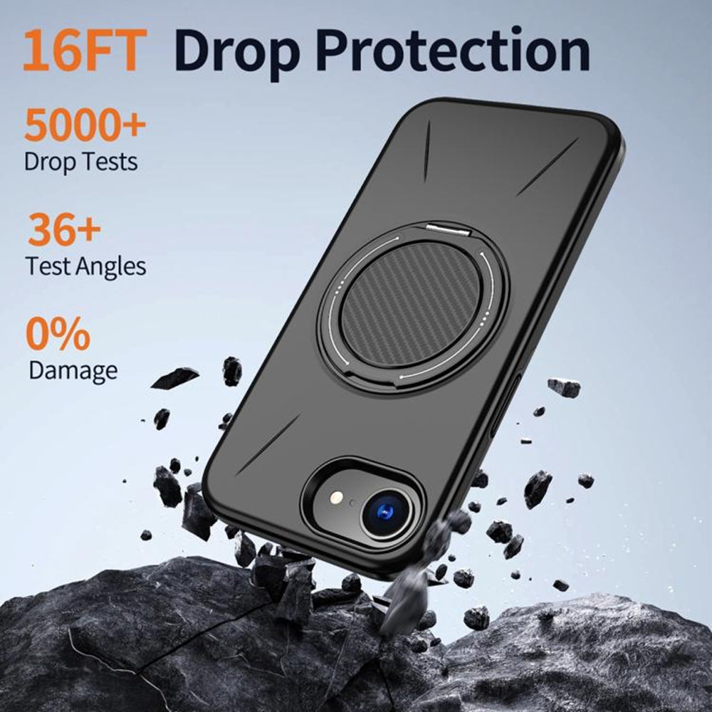 Magnetic MagSafe Ring Case with Rotating Kickstand for iPhone 17e / 16e