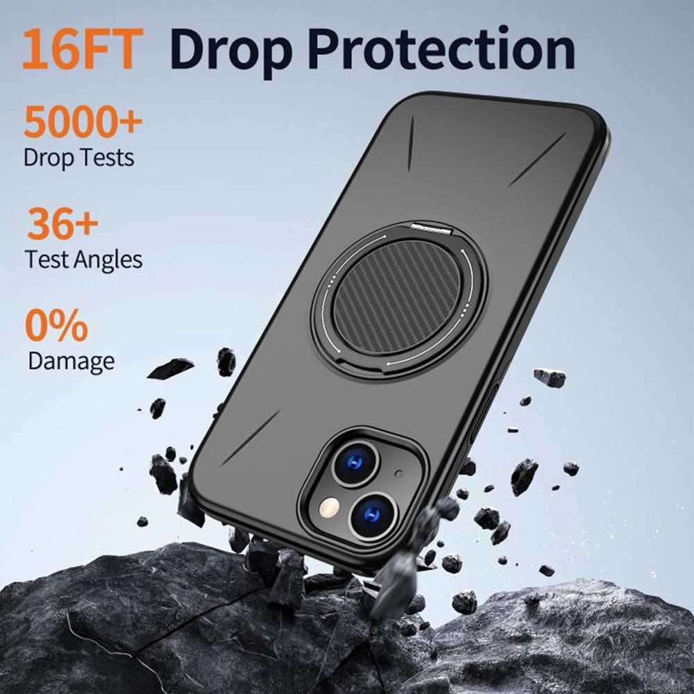 Magnetic MagSafe Ring Case with Rotating Kickstand for iPhone 15