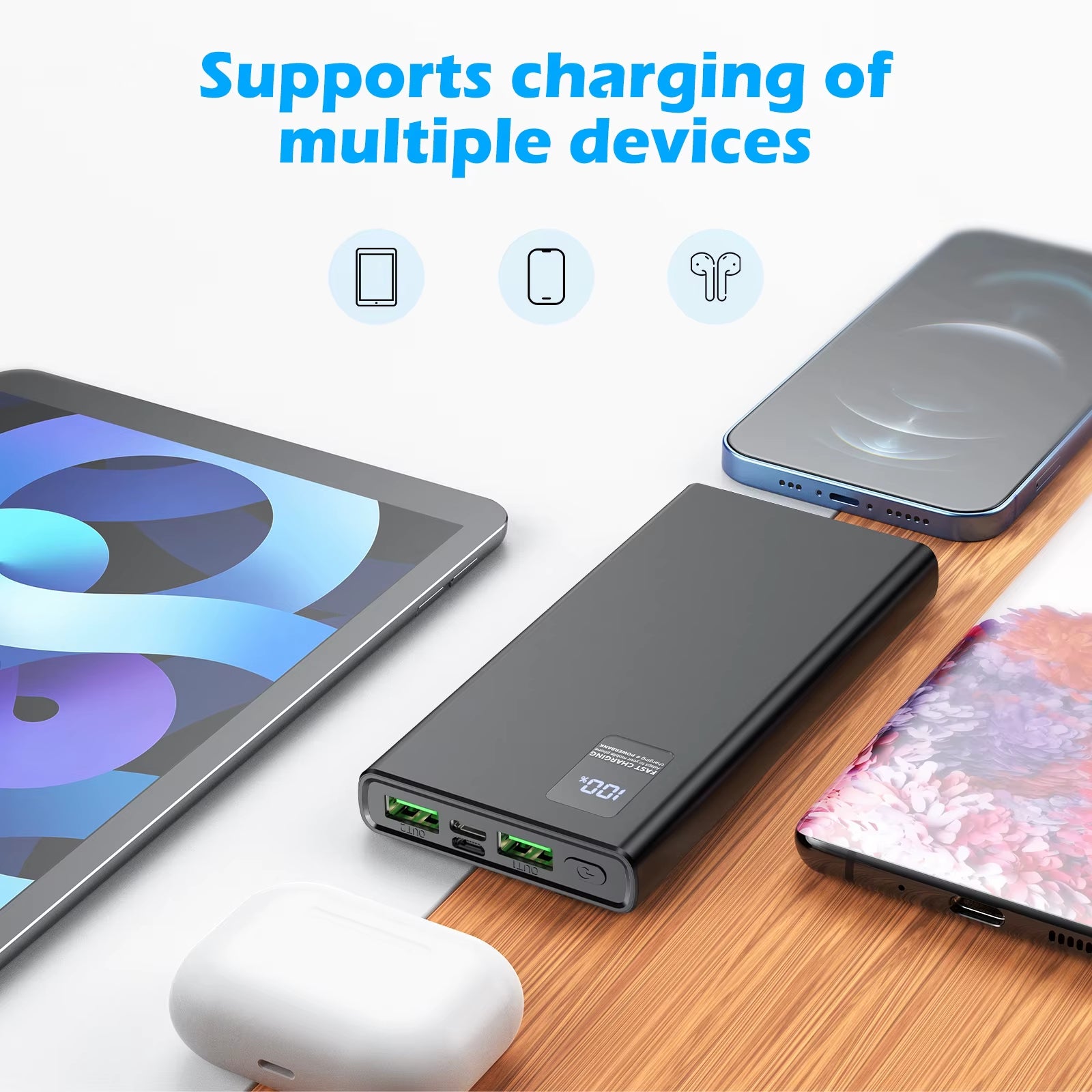 (10000mAh) Micro USB USB-C Battery Pack Charger Portable Power Bank