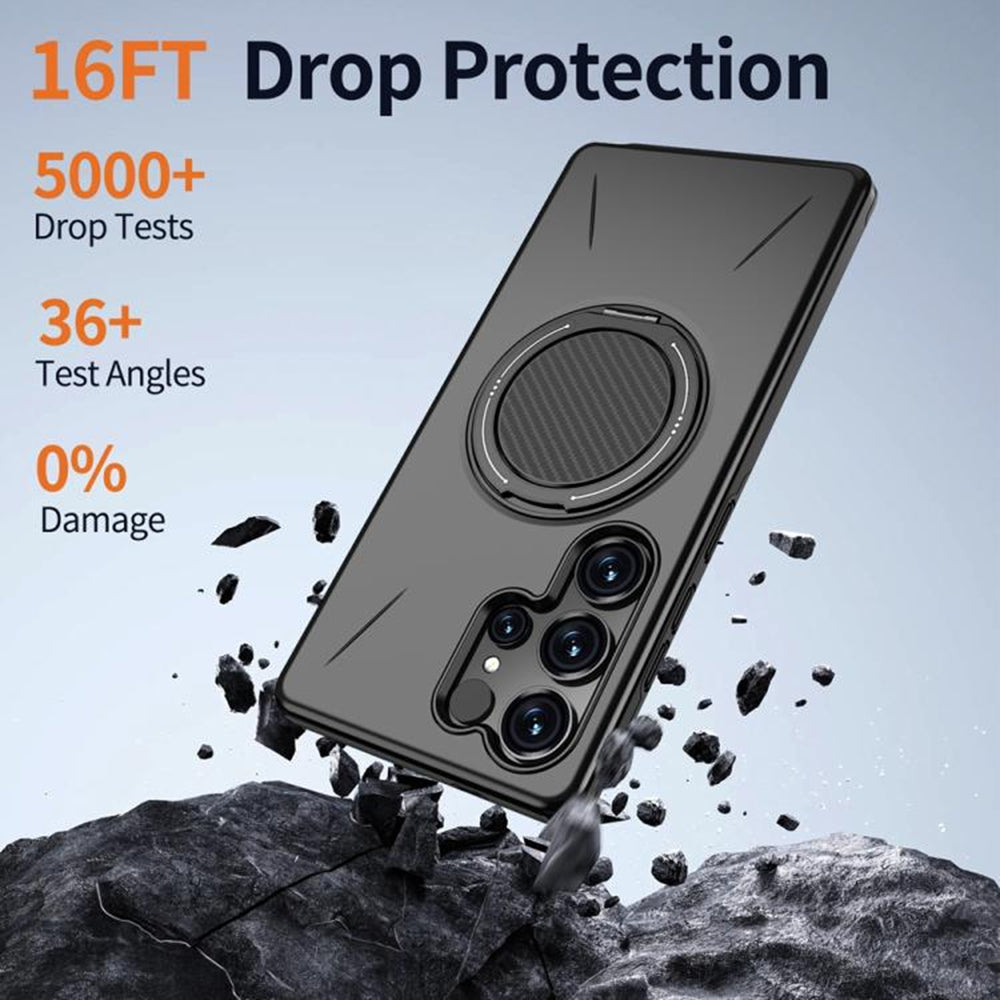 Magnetic MagSafe Ring Case with Rotating Kickstand for Samsung Galaxy S25 Ultra