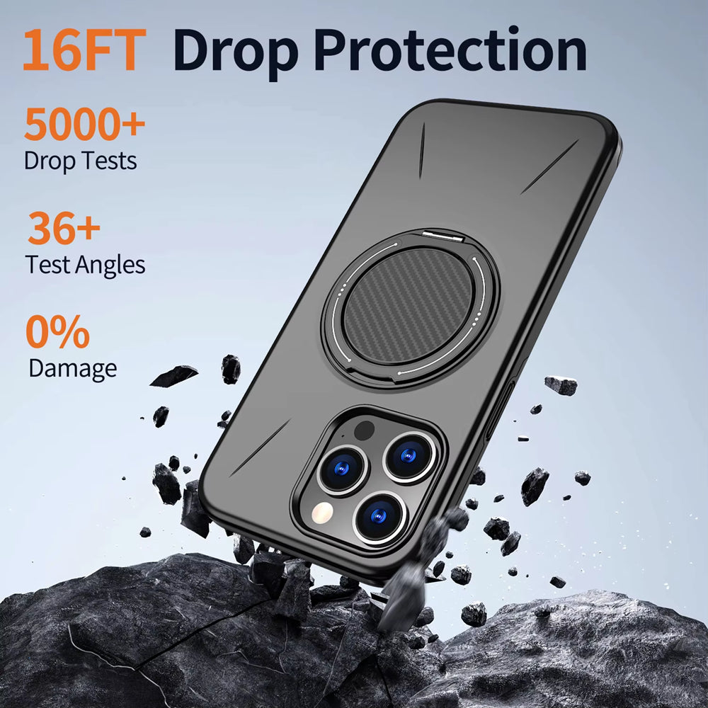 Magnetic MagSafe Ring Case with Rotating Kickstand for iPhone 16 Pro