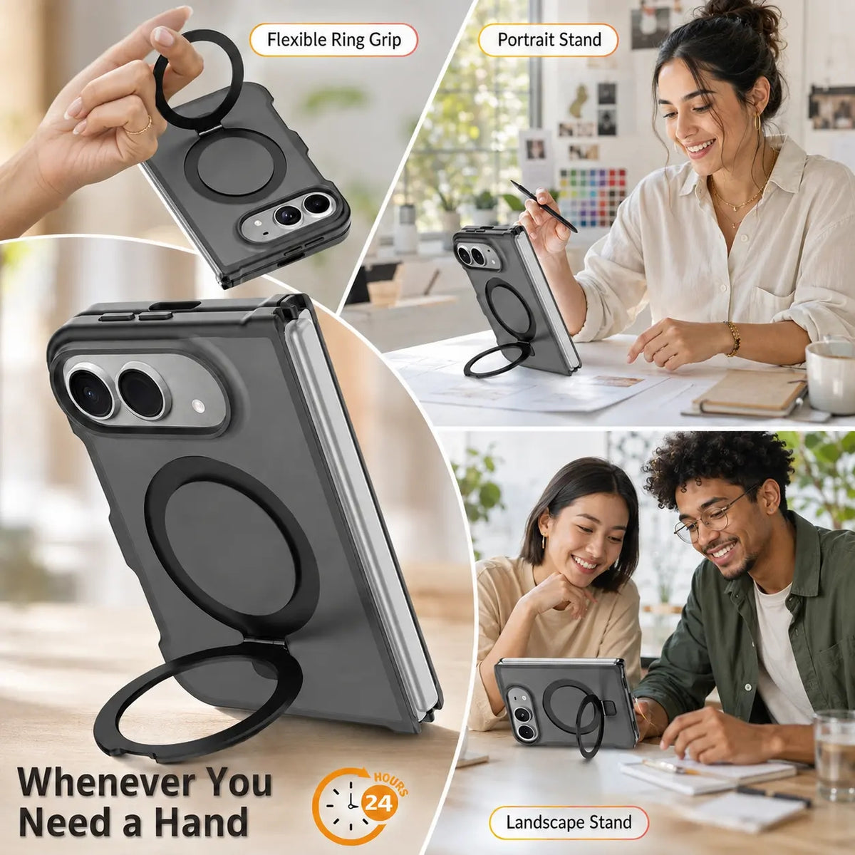 Magnetic MagSafe Case with Ring Kickstand for iPhone Duo