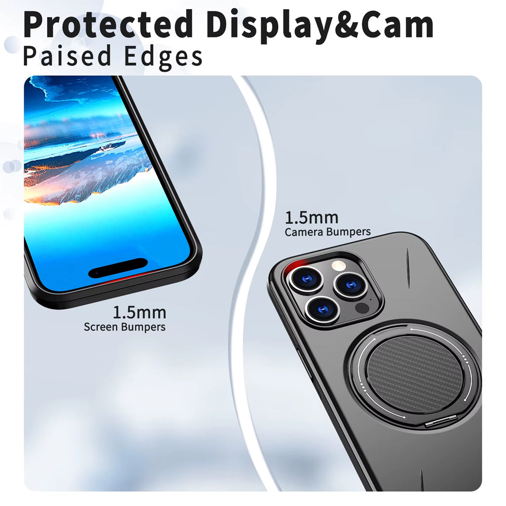 Magnetic MagSafe Ring Case with Rotating Kickstand for iPhone 16 Pro