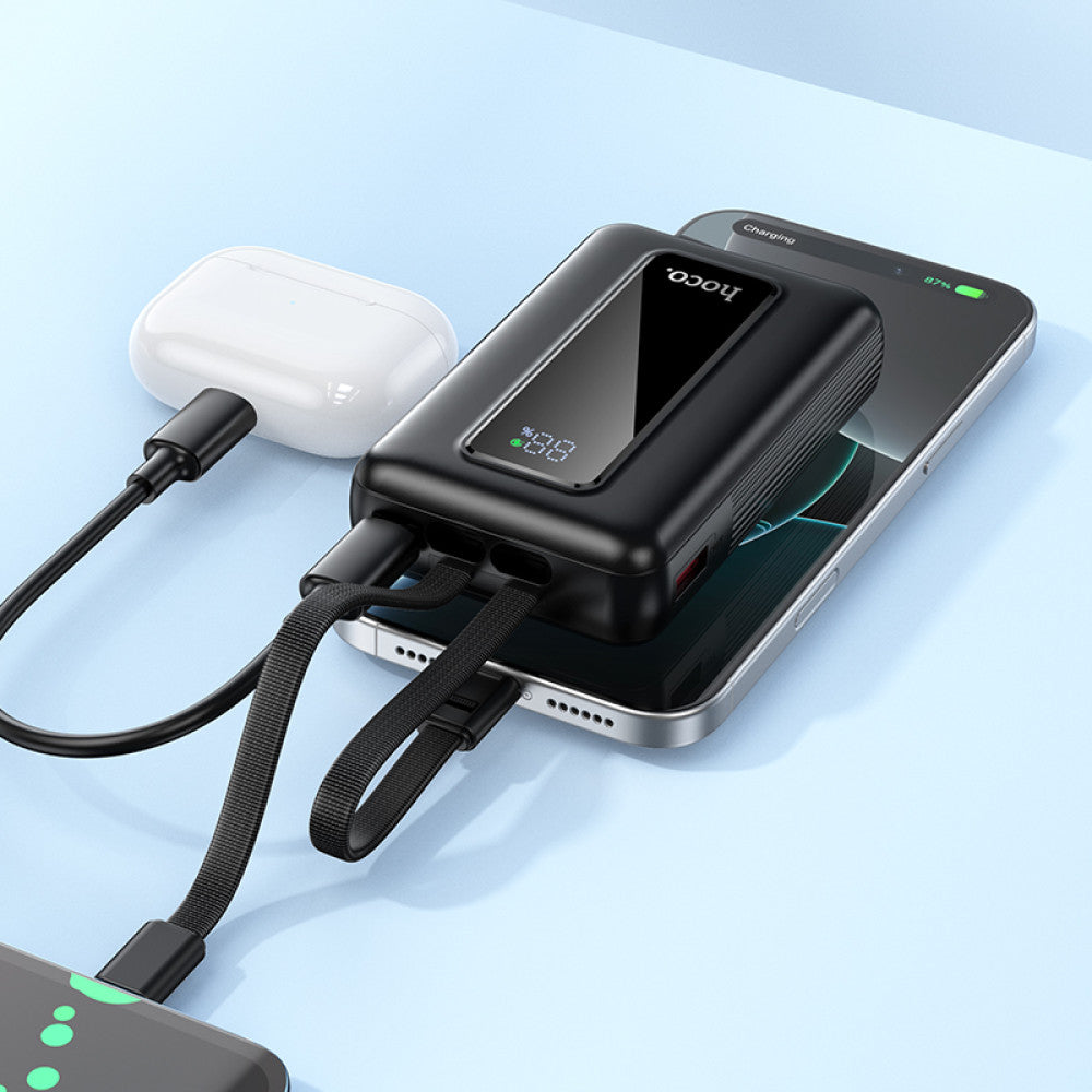 (10000mAh) External Battery Charger Portable Power Bank with USB-C / Lightning Cables