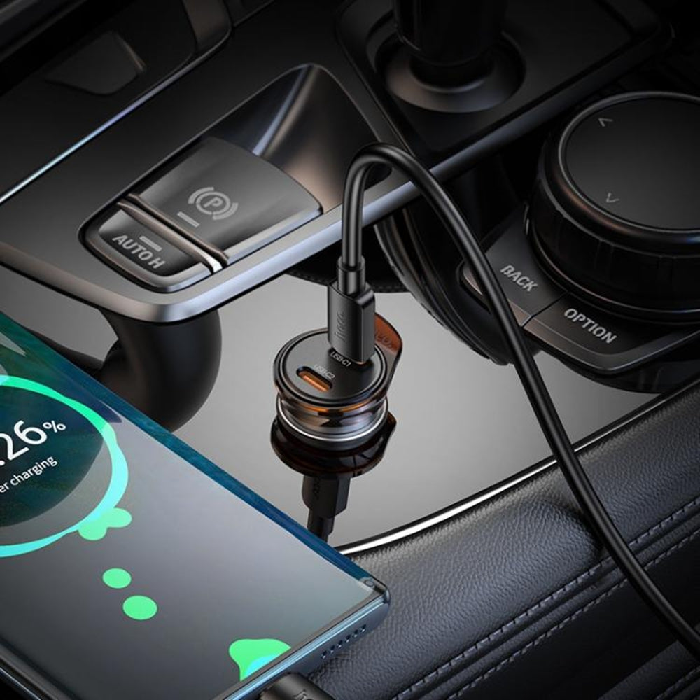 (45 W) Adaptateur de chargeur de voiture à charge rapide à deux ports USB-C Transmetteur radio FM Bluetooth