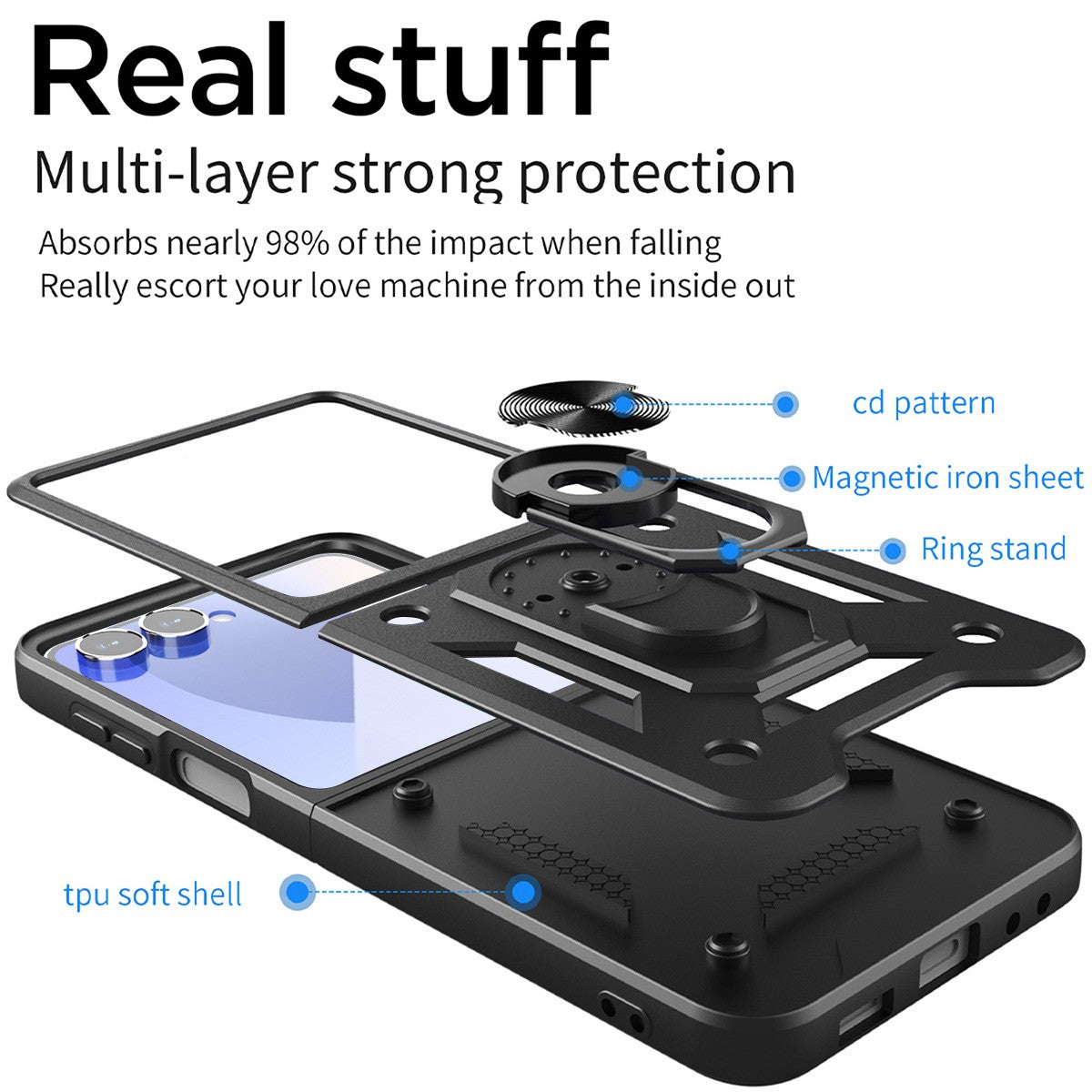 Coque hybride à anneau pour Samsung Galaxy Z Flip 7