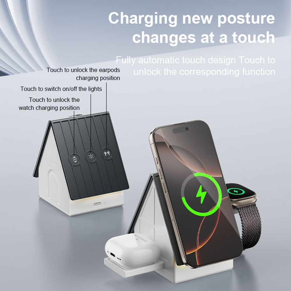 3 in 1 Magnetic MagSafe Wireless Charger Stand Dock Station
