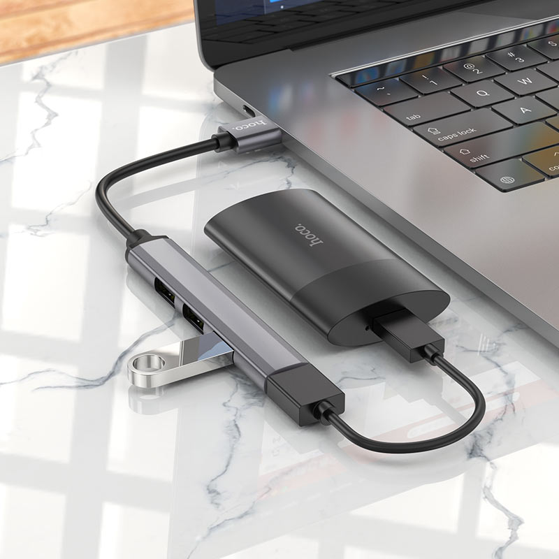 4 in 1 USB-C Male to USB 3.0 & 3x USB 2.0 Ports Female USB Hub Converter Adapter