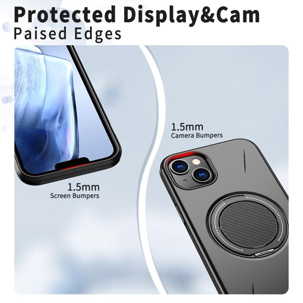 Magnetic MagSafe Ring Case with Rotating Kickstand for iPhone 15