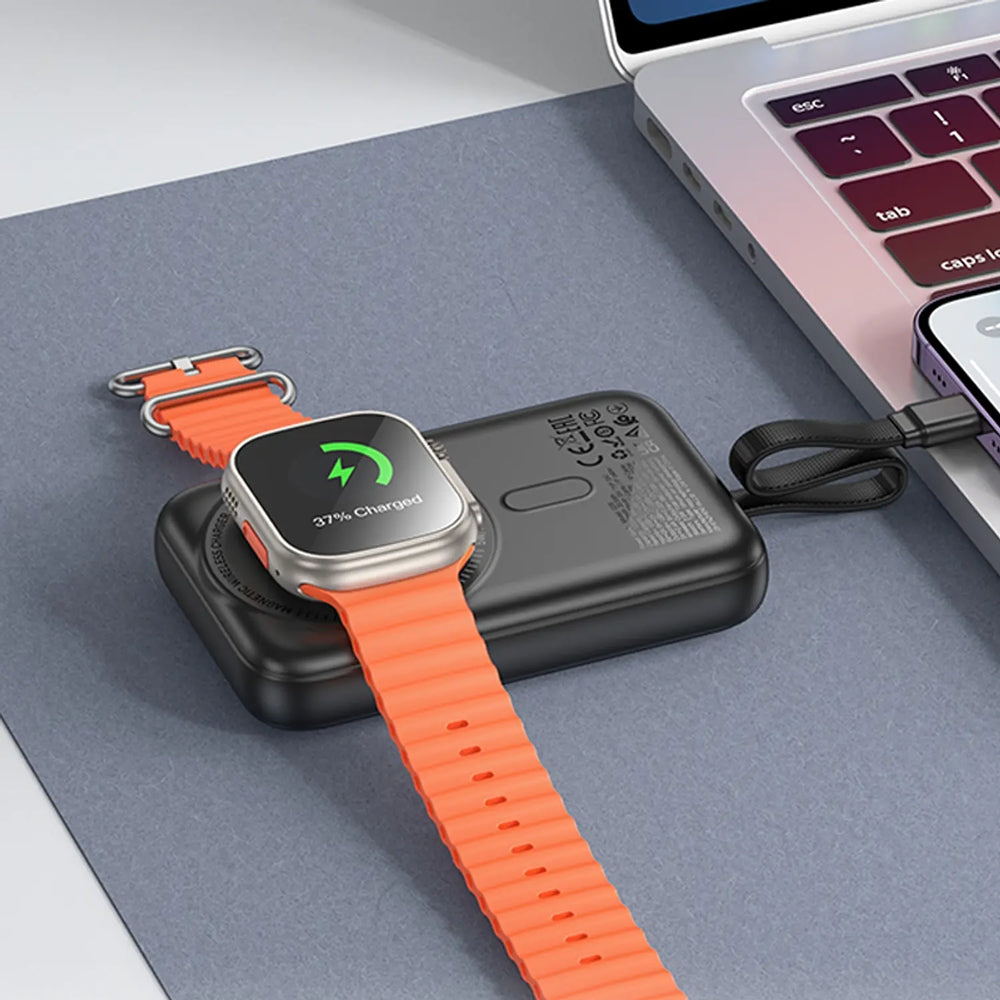 (10000mAh) Magnetic Wireless Charger MagSafe Battery Pack Portable Power Bank with USB-C / Lightning Cable