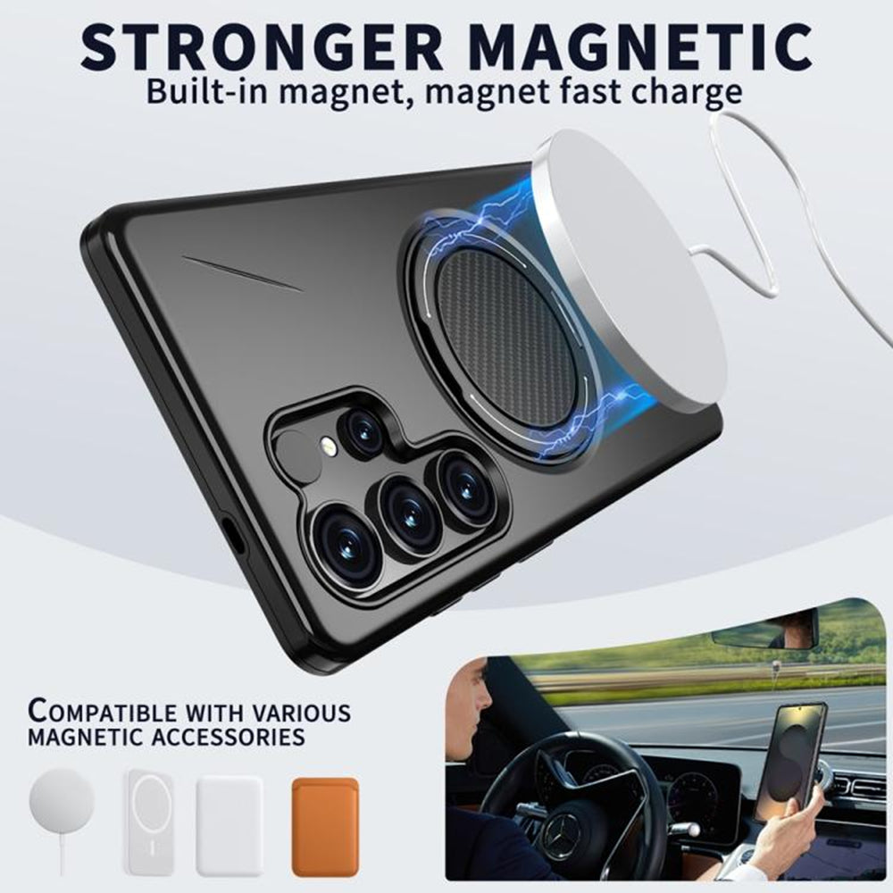 Magnetic MagSafe Ring Case with Rotating Kickstand for Samsung Galaxy S25 Ultra