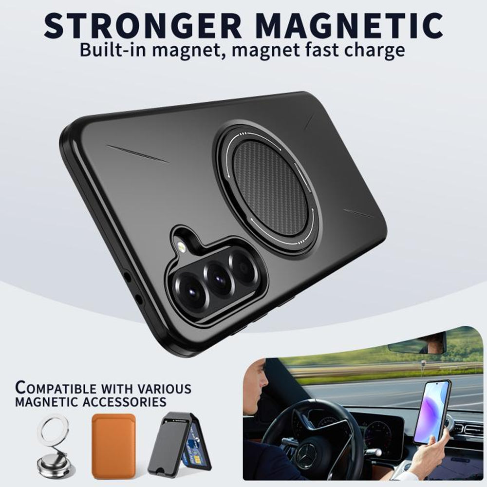 Magnetic MagSafe Ring Case with Rotating Kickstand for Samsung Galaxy S25 FE
